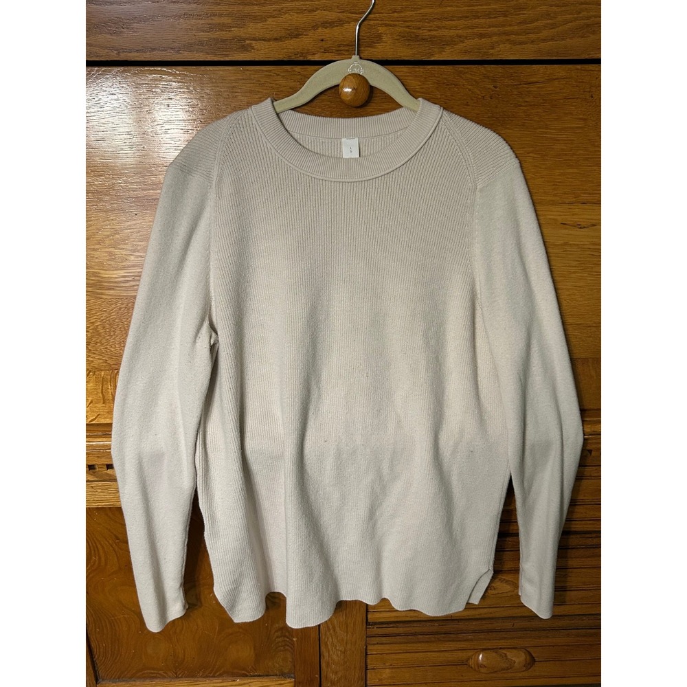 Lululemon Old‎ Money Scandi Cozy Ribbed Crewneck Sweater Bone White Cotton Blend